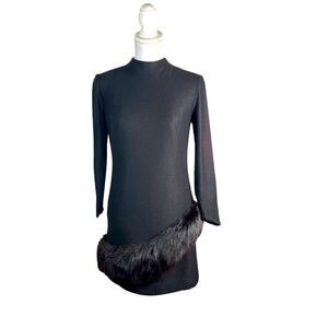 Vintage 1950s Sandi Monica California Wool Mink Fur Dress
